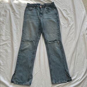 ONLY Women’s Jeans 28 Straight Leg Split Hem Relaxed Distressed Casual Denim